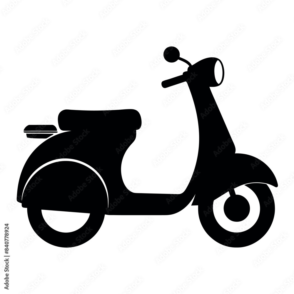 a retro scooter. The illustration should be a vector silhouette a retro scooter. The illustration should be a vector silhouette