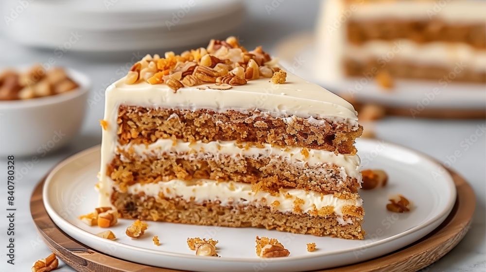 a single cake slice on its plate a single cake slice on its plate