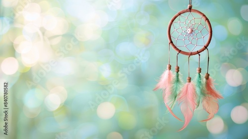  A close-up of a dream catcher on a bog or swamp, with the background subtly blurred (Two instances of blurry boke have been corrected photo