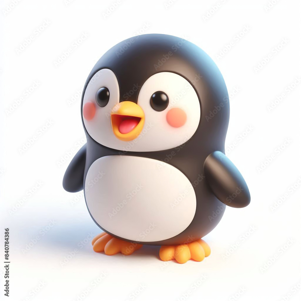 3D cute penguin cartoon on white background 3D cute penguin cartoon on white background
