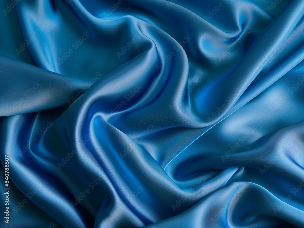  Blue silk fabric floating background