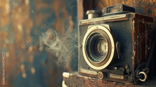 Vintage Camera: A vintage camera with a wooden body reflects nostalgia that time cannot fade. Dust gathers around its lens