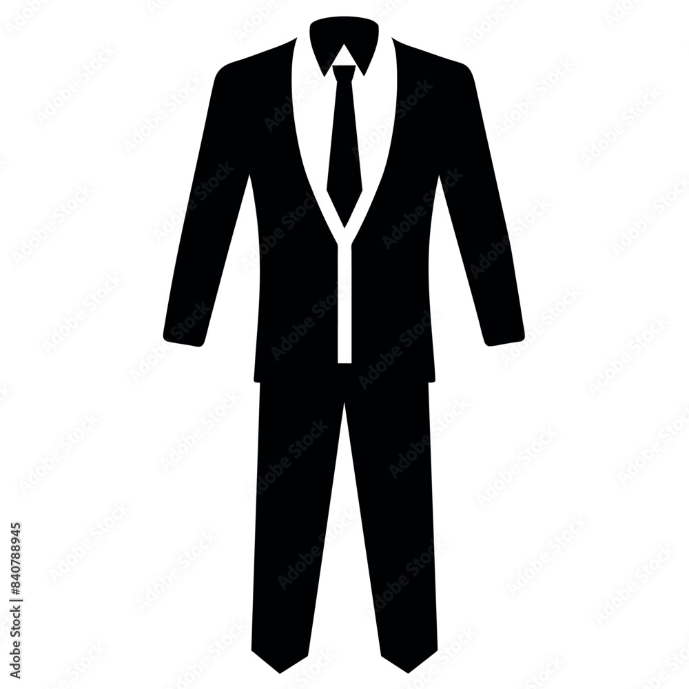 Complete suit mockup vector silhouette, white background Complete suit mockup vector silhouette, white background