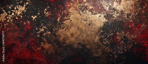 A red and gold background with a lot of texture and a lot of gold