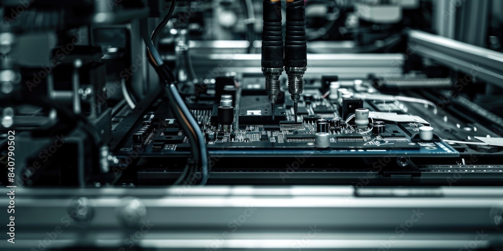 Obraz premium Close-up view of a computer motherboard with various components and circuits