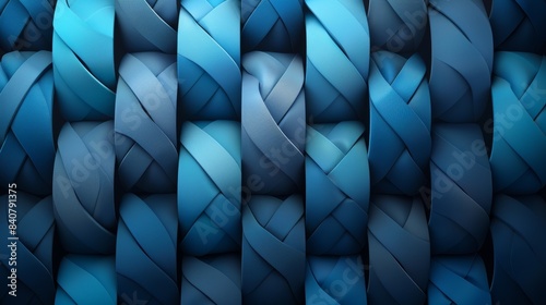 Abstract Blue Intertwined Ribbon Pattern Digital Artwork