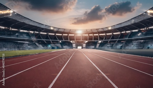 Professional empty running track in stadium 