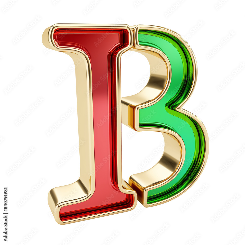 3d golden letter, 3d B symbol icon, red, green, blue, gold color 3d golden letter, 3d B symbol icon, red, green, blue, gold color