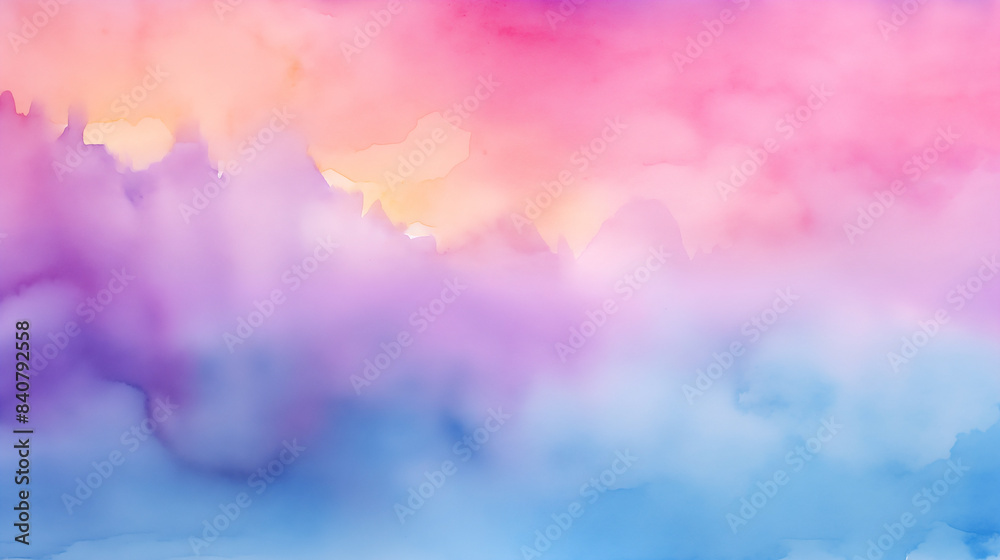 Fototapeta premium Watercolor abstract landscape, gradient of colors from pink and purple