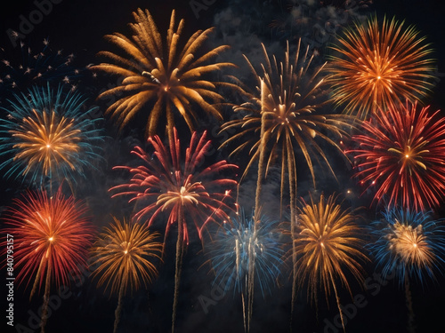 Eye-catching banner display featuring fireworks on a light charcoal background.