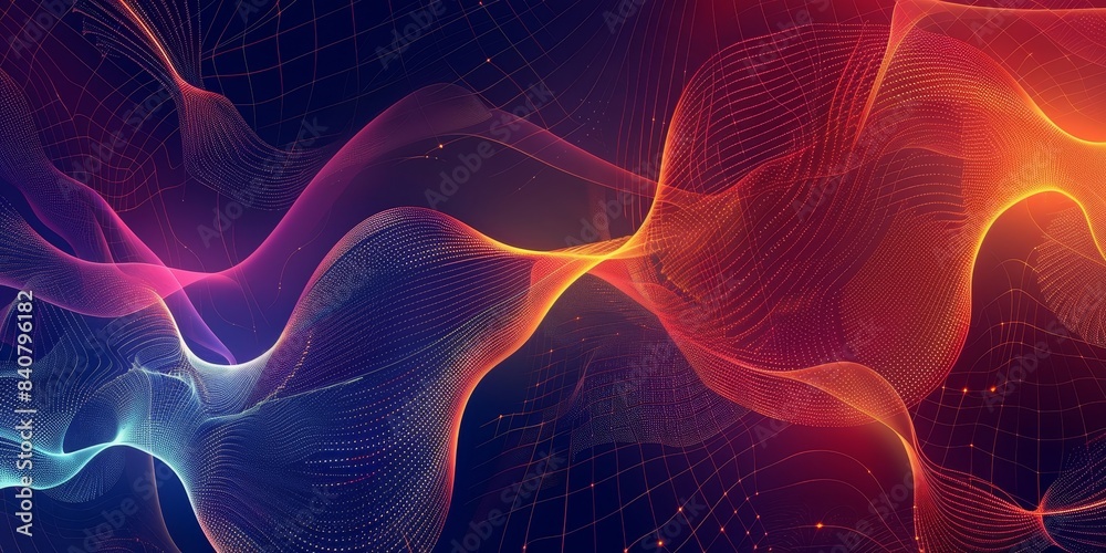 Obraz premium Dynamic gradient background with abstract patterns, illustrating the fusion of modern digital design and interactive tech elements