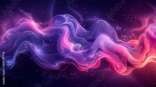 Abstract Purple And Pink Swirling Smoke Against A Dark Starry Night Background