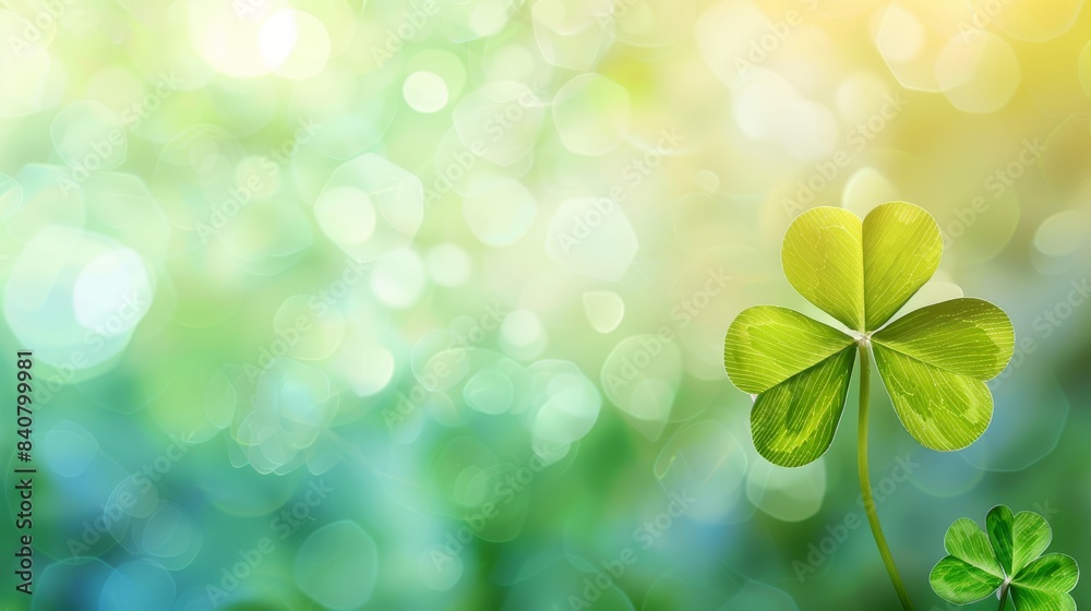 Bright Clover Shines with Luck on Sparkling Green Background Bright Clover Shines with Luck on Sparkling Green Background
