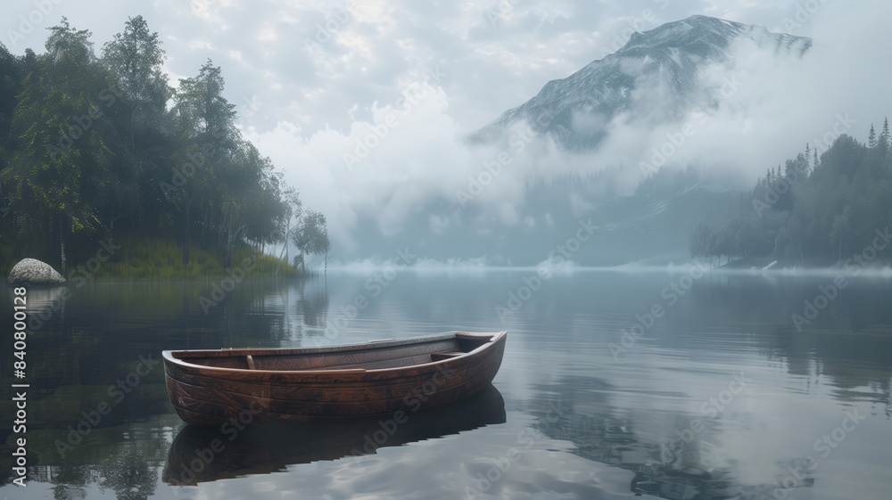 Fototapeta premium boat on the lake AI Generated 