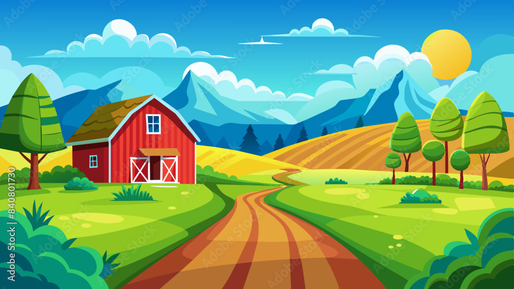 Fototapeta premium wide-scape-country-in-a-morning-seeing-path-way--b