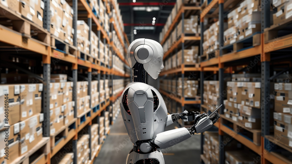 Fototapeta premium business management smart robotic warehouse AI Generated Image