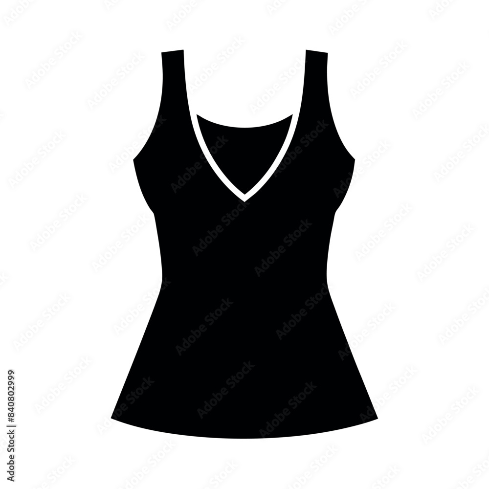 stylish ladies sleeveless mockup vector silhouette, white background