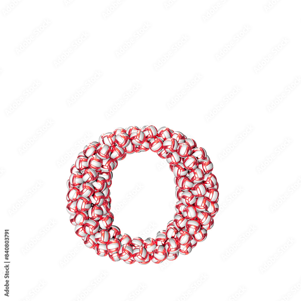 Obraz premium Symbol made of red volleyballs. letter o