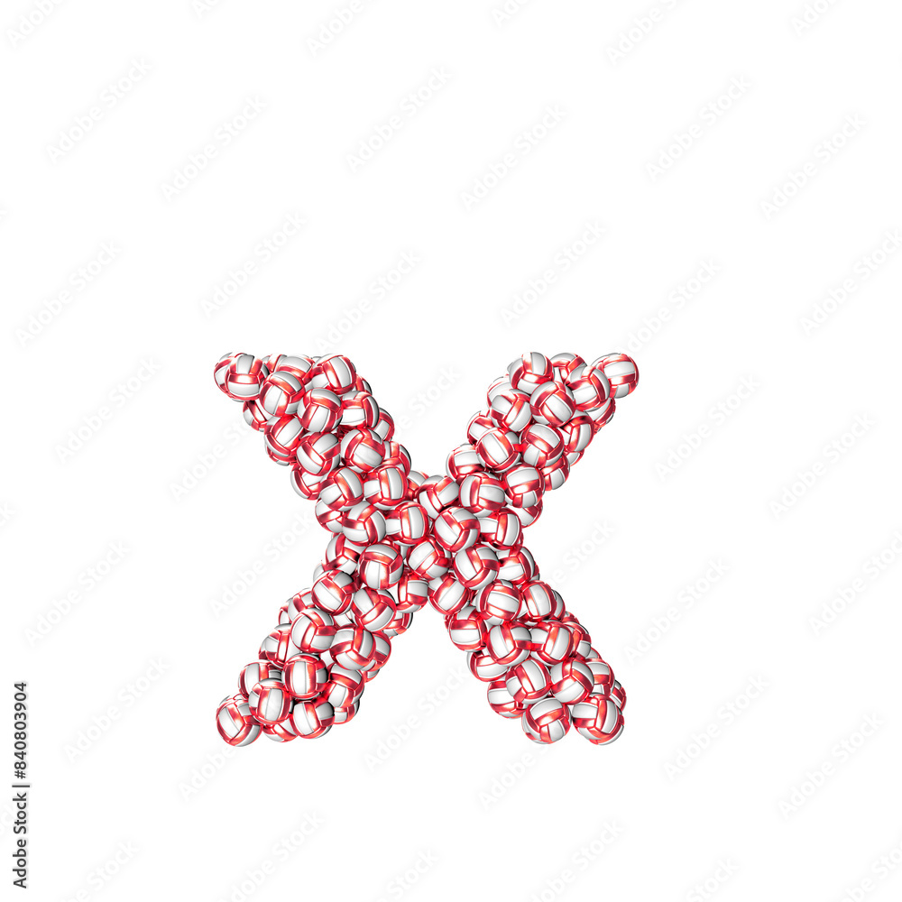 Symbol made of red volleyballs. letter x Symbol made of red volleyballs. letter x