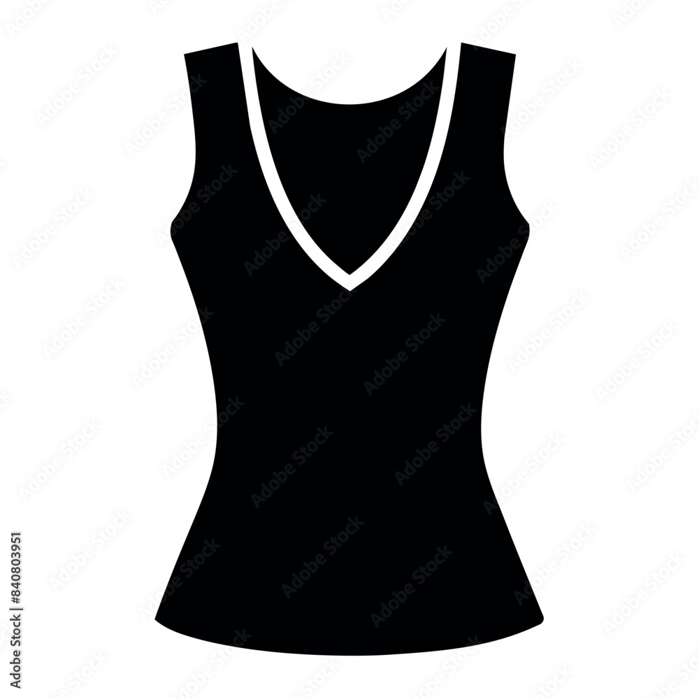 stylish ladies sleeveless mockup vector silhouette, white background