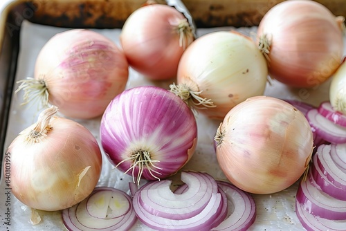  onions tong sliced on white, high quality, high resolution photo
