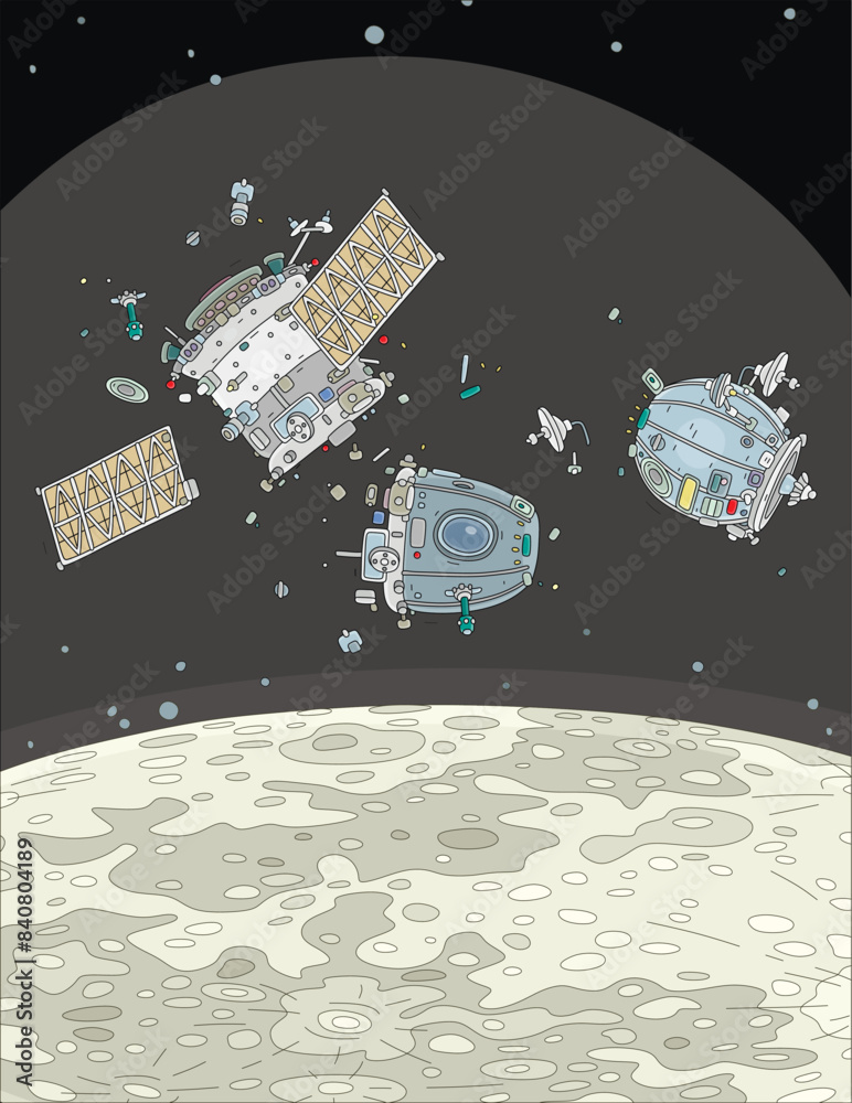 Fragments of a spaceship destroyed during deorbit and landing on the ...