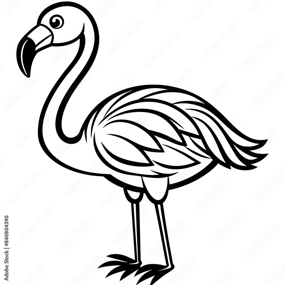 Obraz premium Cartoon-flamingo-on-white-background vector illustration