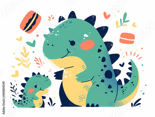 cute little tyrannosaurus rex  cartoon flat vector illustration