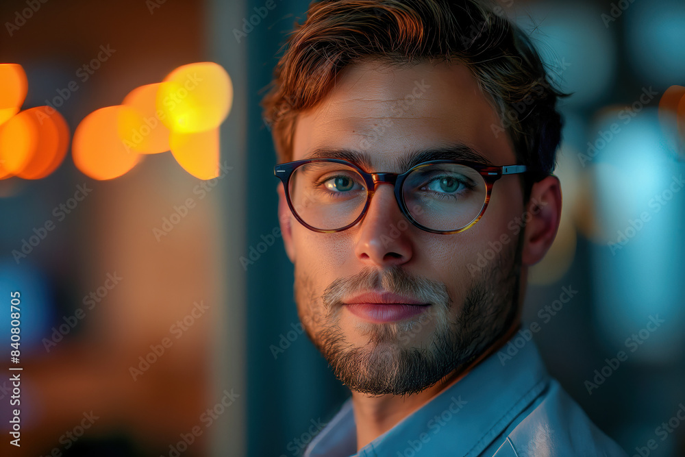A young businessman exuding confidence and ambition in his professional portrait. A young businessman exuding confidence and ambition in his professional portrait.