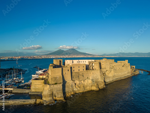 Aerial view of Naples Italy Castel dell'Ovo 