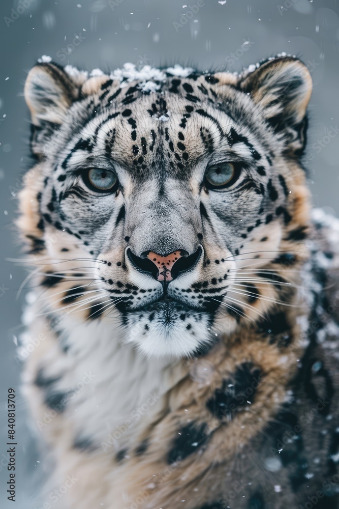 Face portrait of snow leopard - Irbis (Panthera uncia) Face portrait of snow leopard - Irbis (Panthera uncia)