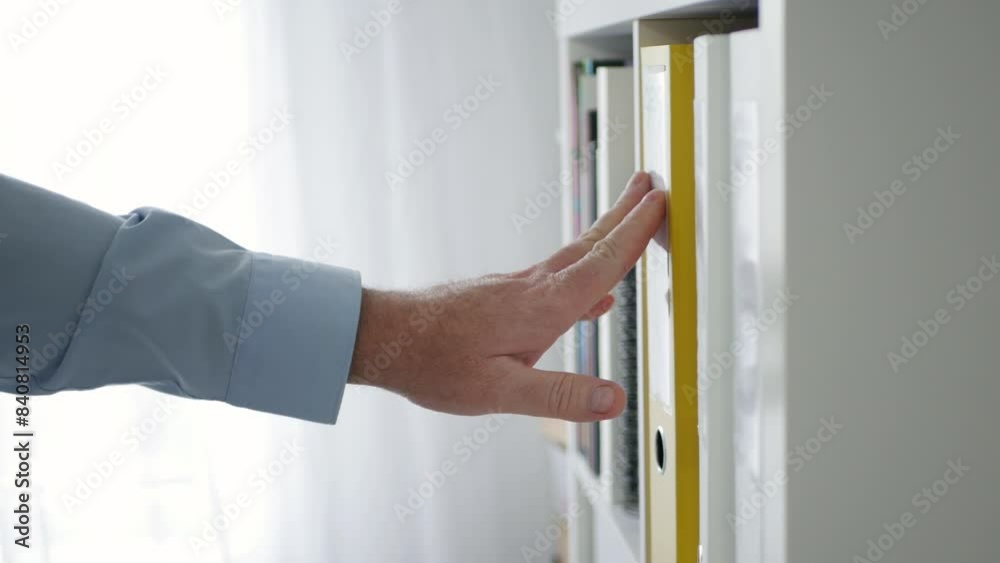 Blurred Shooting with a Businessman Working and Organizing Files at the Office, Busy Person Managing Files at Workplace.