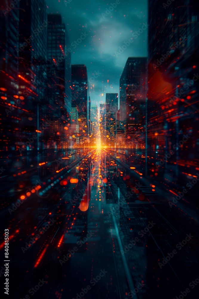 Future with Vibrant Digital Cityscapes, Neon Lights, and Dynamic Urban Landscapes