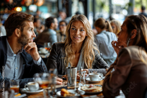 Business People Discussing in a Coffee Shop