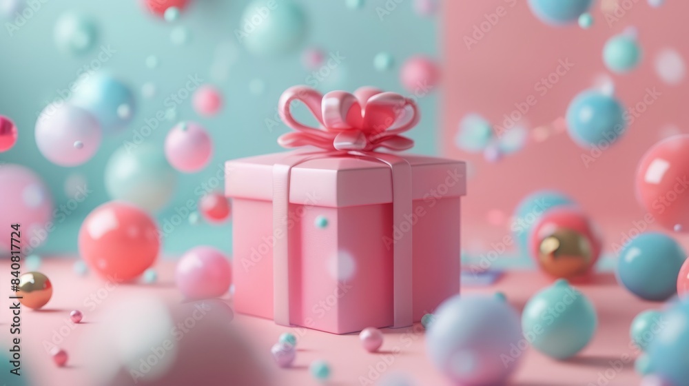 3D cartoon single gift box.