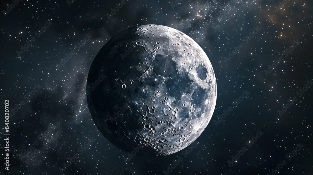 3D moon in space. 3D moon in space.