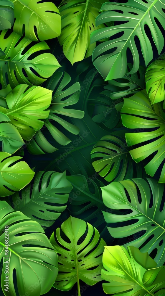 Lush tropical green leaves background design Lush tropical green leaves background design