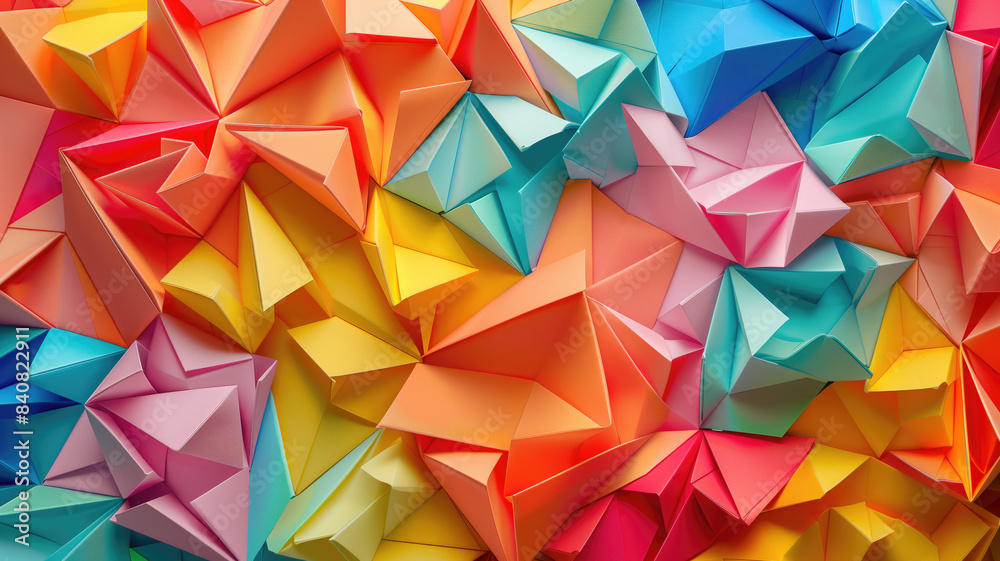 Obraz premium Colorful origami paper as abstract wallpaper, Colorful origami paper as abstract wallpaper background