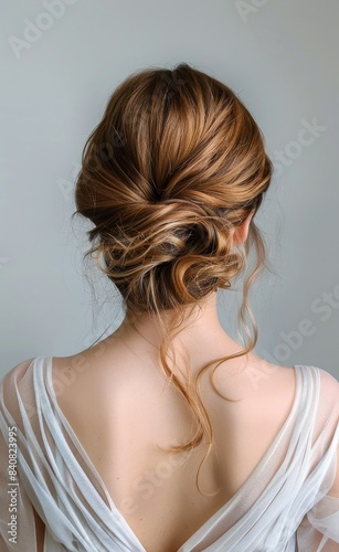 Woman With Blonde Hair in a Messy Bun Wearing a White Dress
