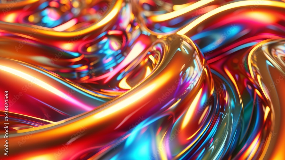 Colorful abstract liquid metal flow with vibrant hues