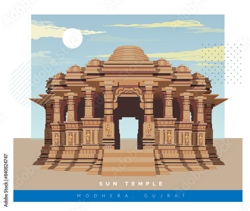 Sun Temple Modhera, Gujarat - Stock Illustration photo