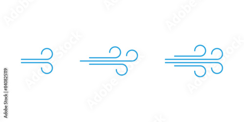 Wind icon set in blue color vector illustration.