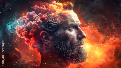 Profile of Bearded Man with Cosmic Cloud Hair © Noah Lloyd