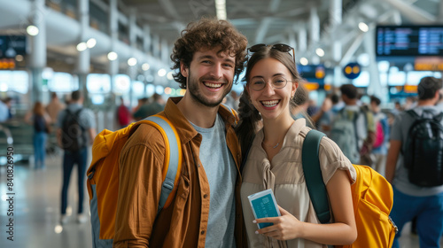 Airport check-in: Couple ready for an international adventure © AIproduction