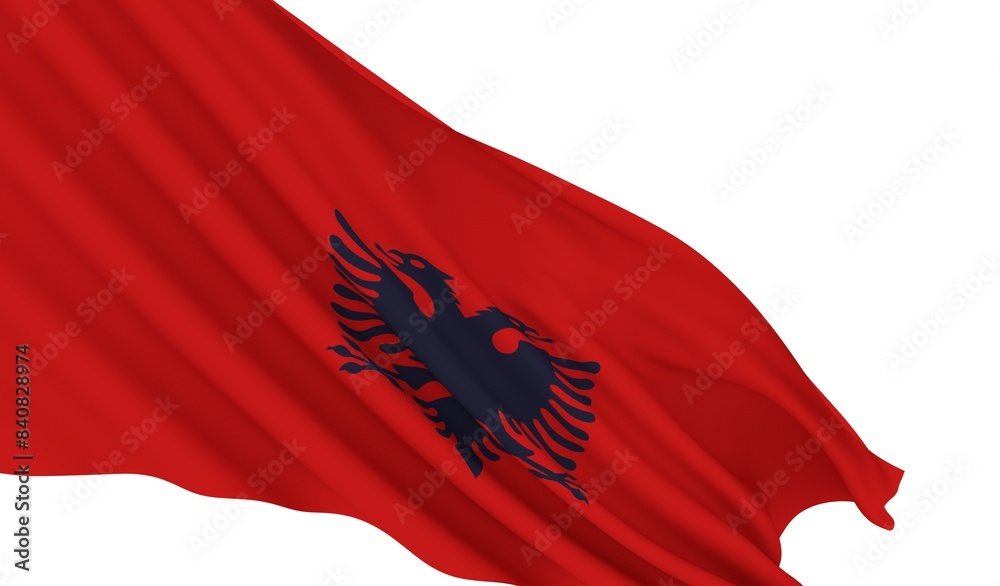 Albania Waving Flag on a white background - Albanian - 3D Render Albania Waving Flag on a white background - Albanian - 3D Render