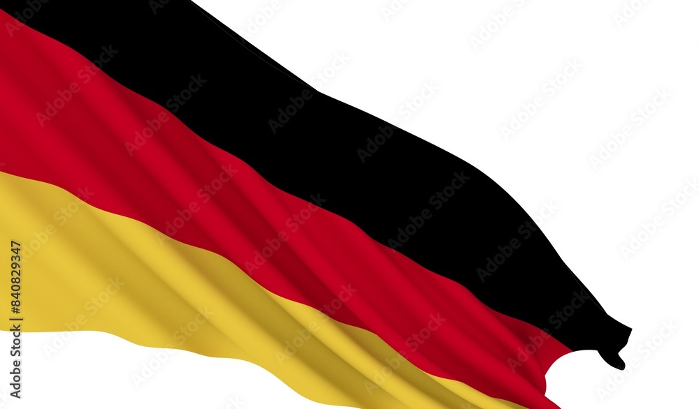 Naklejka premium Germany Waving Flag on a white background - German - 3D Render