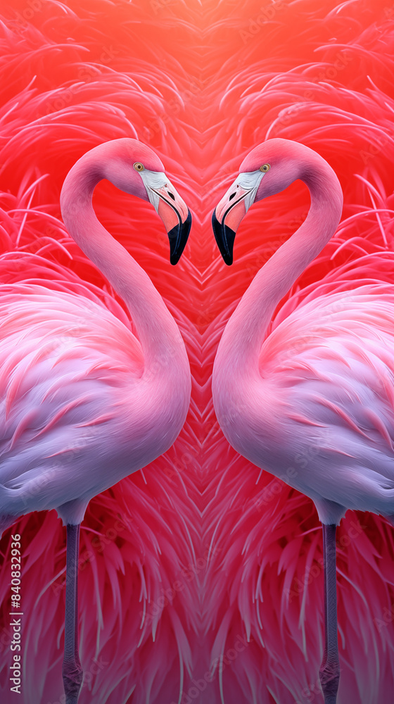 Naklejka premium Flamingo Pattern Background, Texture, Wallpaper, Background, Cell Phone Cover and Screen, Smartphone, Computer, Laptop, 9:16 Format - PNG