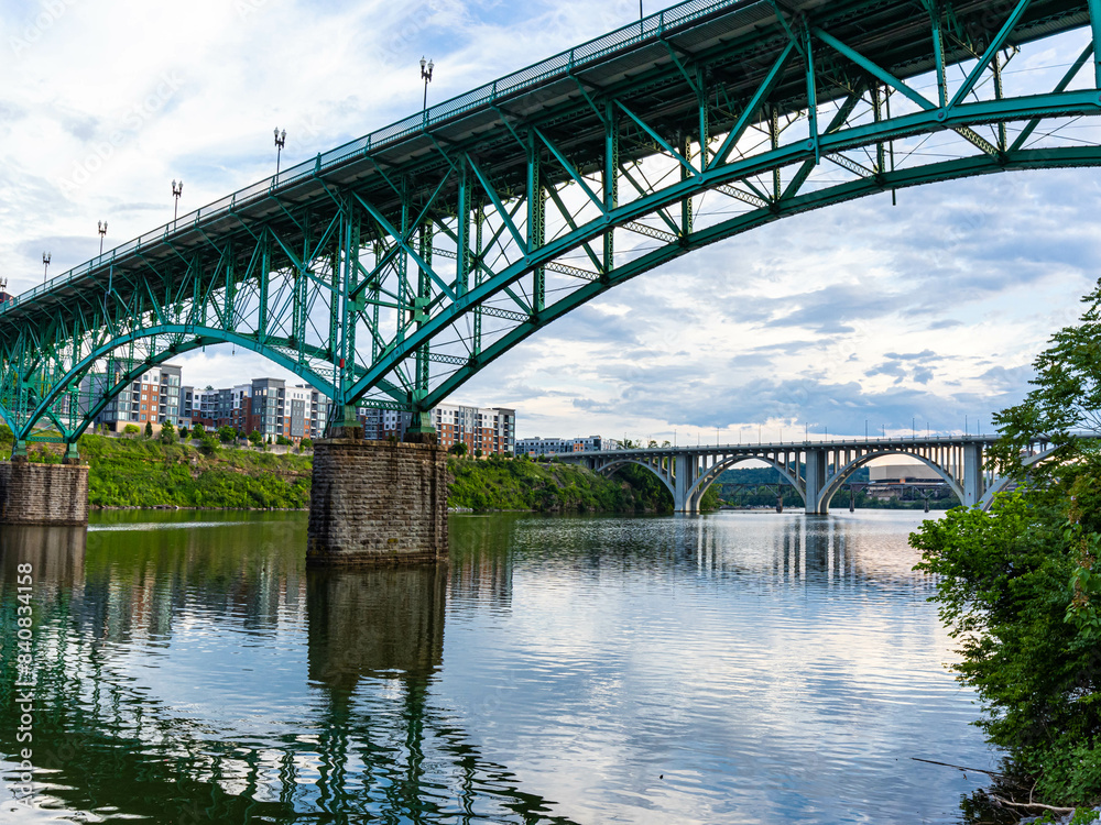 The Gay Street Bridge Reflection on The Tennessee River, Knoxville, Tennessee, USA The Gay Street Bridge Reflection on The Tennessee River, Knoxville, Tennessee, USA