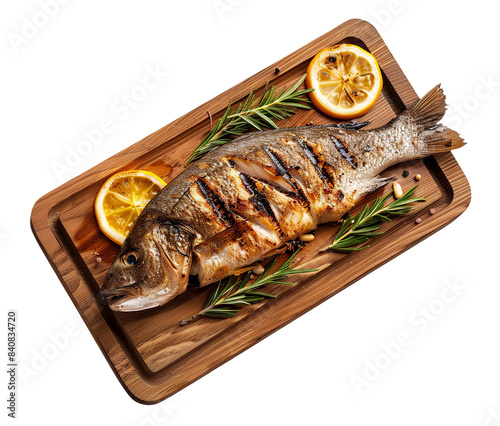 Grilled fish isolated on transparent background