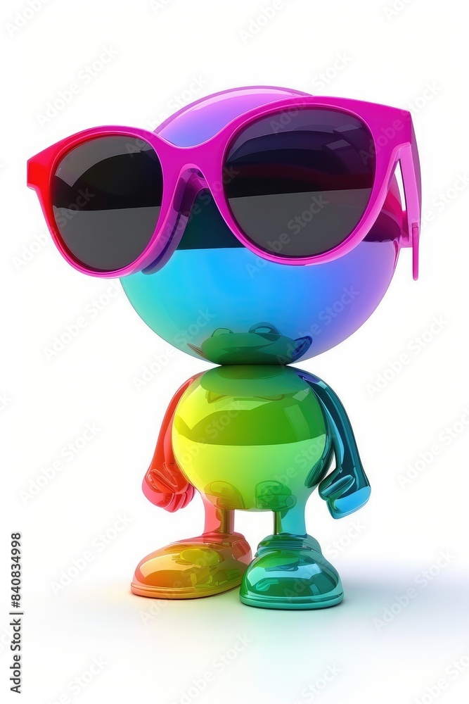 Groovy happy cartoon in three-dimensional style, playful and vibrant imagery bursting with joy, a dynamic blend of colors and shapes to uplift spirits and spread positivity